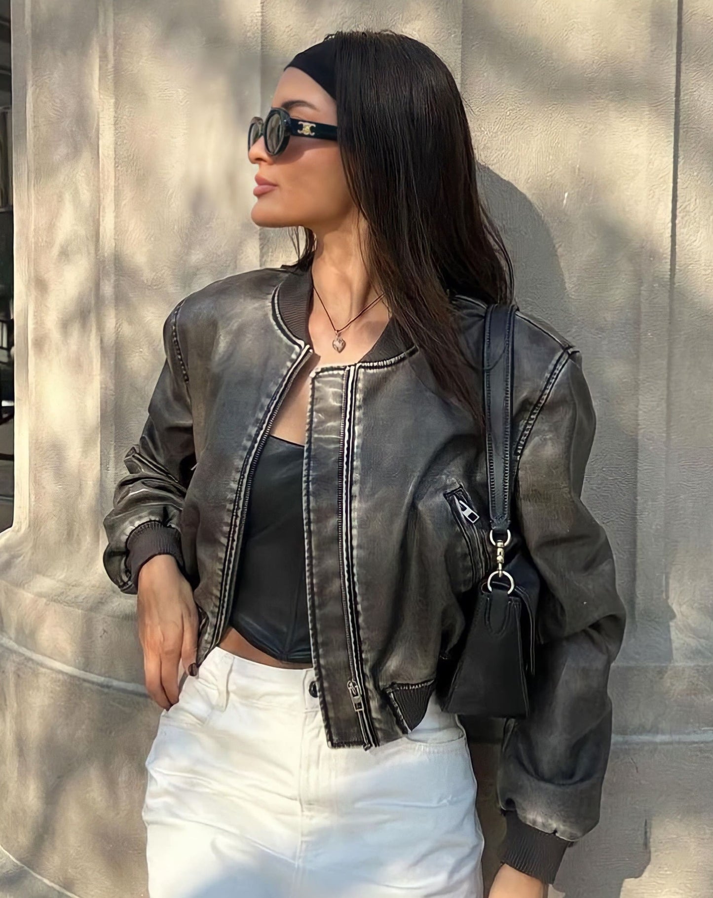 Empress Retro Bomber Leather Jacket