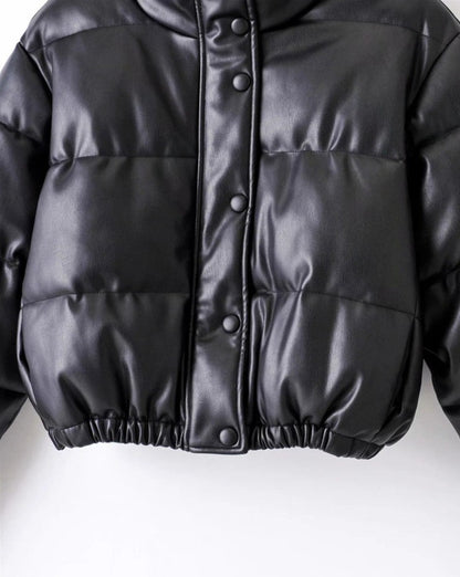 Nebula Noir Leather Puffer