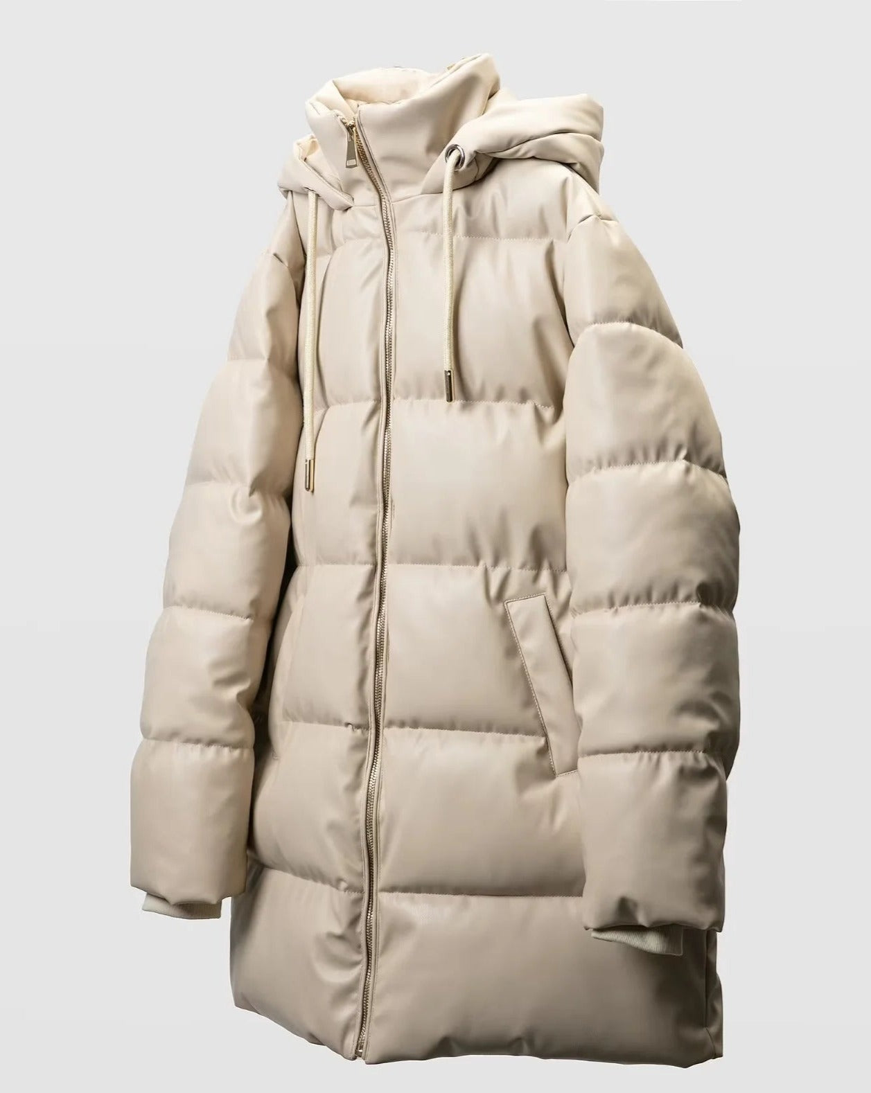 Quilted GLOSSED-SHELL Puffer Coat