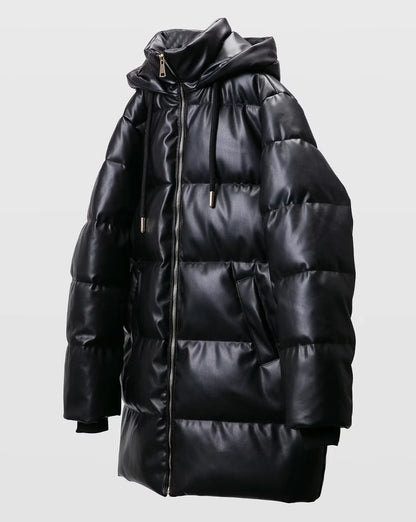 Quilted GLOSSED-SHELL Puffer Coat