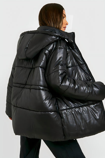 Quilted GLOSSED-SHELL Puffer Coat