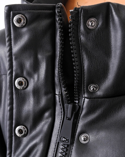 Nebula Noir Leather Puffer